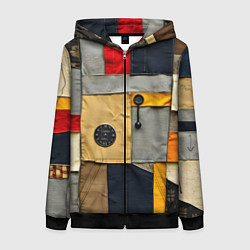 Женская толстовка на молнии Ретро пэчворк