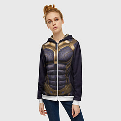 Толстовка на молнии женская Костюм Таноса из мстителей, цвет: 3D-белый — фото 2