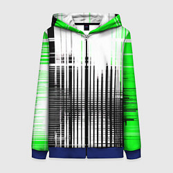 Толстовка на молнии женская Зелёно-чёрный гранж на белом фоне, цвет: 3D-синий