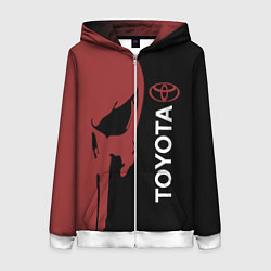 Толстовка на молнии женская Toyota и череп, цвет: 3D-белый