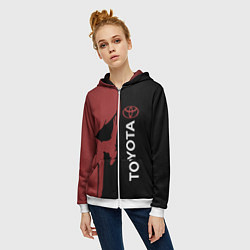 Толстовка на молнии женская Toyota и череп, цвет: 3D-белый — фото 2