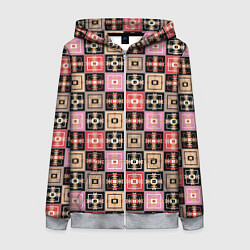 Толстовка на молнии женская Разноцветная плитка с геометрическим рисунком, цвет: 3D-меланж