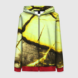 Женская толстовка на молнии Трещины на абстрактном жёлтом фоне