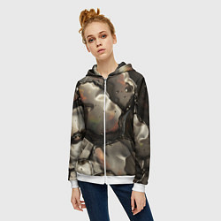 Толстовка на молнии женская Жидкая субстанция светло-коричневая, цвет: 3D-белый — фото 2