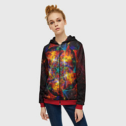 Толстовка на молнии женская Оптический дым текстура, цвет: 3D-красный — фото 2