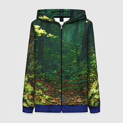 Толстовка на молнии женская Зелёный летний лес, цвет: 3D-синий
