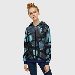 Толстовка на молнии женская The liquid substance is grey, цвет: 3D-синий — фото 2