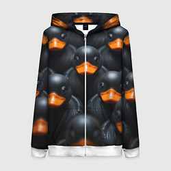 Толстовка на молнии женская Черные уточки, цвет: 3D-белый