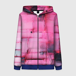 Женская толстовка на молнии Чёрные пятна на розовом фоне абстракция