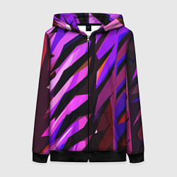 Толстовка на молнии женская Фиолетово -чёрная абстракция, цвет: 3D-черный