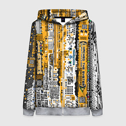 Женская толстовка на молнии Cyberpunk pattern yellow