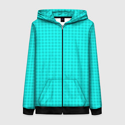 Женская толстовка на молнии Неоновый голубой паттерн клетка