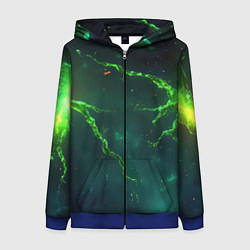 Толстовка на молнии женская Зеленые статичные брызги, цвет: 3D-синий