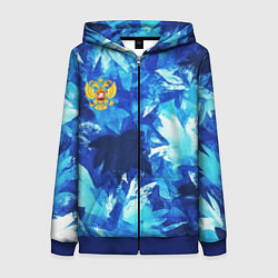 Толстовка на молнии женская Синий узорный камуфляж, цвет: 3D-синий