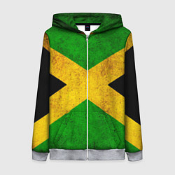 Толстовка на молнии женская Jamaica flag, цвет: 3D-меланж