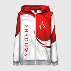 Толстовка на молнии женская Assassins creed - shadows, цвет: 3D-меланж