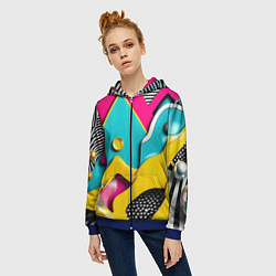 Толстовка на молнии женская Праздничная абстракция, цвет: 3D-синий — фото 2