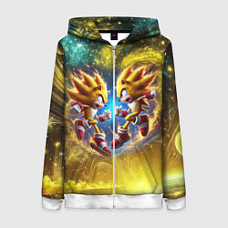 Толстовка на молнии женская Sonic and Shadow battle in space - movie, цвет: 3D-белый