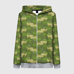 Женская толстовка на молнии Зеленый камуфляж