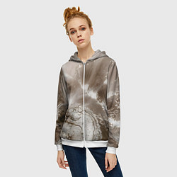 Толстовка на молнии женская Песок и вода, цвет: 3D-белый — фото 2
