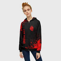 Толстовка на молнии женская Green Day - red gradient вертикально, цвет: 3D-черный — фото 2