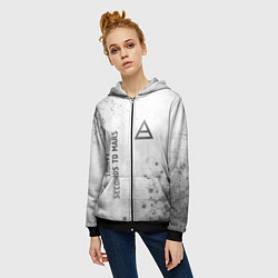 Толстовка на молнии женская Thirty Seconds to Mars - white gradient вертикальн, цвет: 3D-черный — фото 2