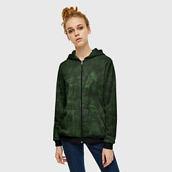 Толстовка на молнии женская Абстракция - strange camouflage, цвет: 3D-черный — фото 2