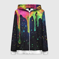 Женская толстовка на молнии Разноцветные потеки краски
