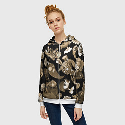 Толстовка на молнии женская Растения против зомби в бежевом цвете, цвет: 3D-белый — фото 2