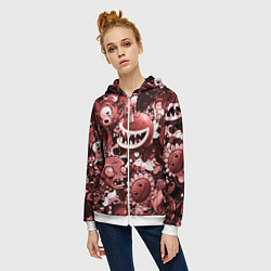 Толстовка на молнии женская Растения против зомби в красном цвете, цвет: 3D-белый — фото 2