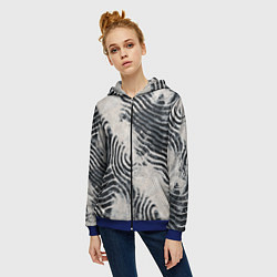 Толстовка на молнии женская Текстура гранж - абстрактные линии, цвет: 3D-синий — фото 2