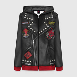 Толстовка на молнии женская Косуха с нашивкой самурая киберпанк, цвет: 3D-красный