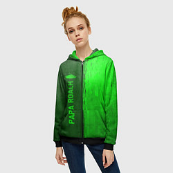 Толстовка на молнии женская Papa Roach - green gradient по-вертикали, цвет: 3D-черный — фото 2