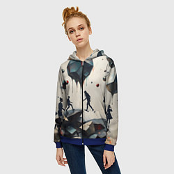 Толстовка на молнии женская Сюрреалистичные люди и камни, цвет: 3D-синий — фото 2