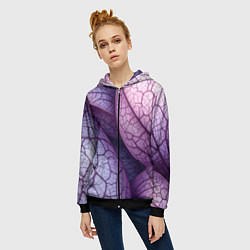 Толстовка на молнии женская Прожилки экзотического растения, цвет: 3D-черный — фото 2