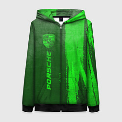 Толстовка на молнии женская Porsche - green gradient по-вертикали, цвет: 3D-черный