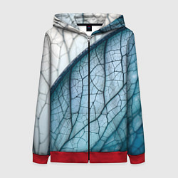 Толстовка на молнии женская Листья с прожилками, цвет: 3D-красный