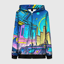 Женская толстовка на молнии Космический город