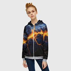Толстовка на молнии женская Молнии в разбитом небе, цвет: 3D-меланж — фото 2