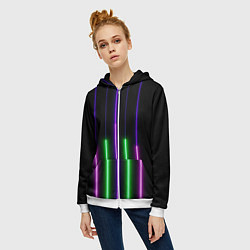 Толстовка на молнии женская Color Purple green pink, цвет: 3D-белый — фото 2