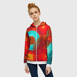 Толстовка на молнии женская Оптическая абстракция с кругами, цвет: 3D-белый — фото 2