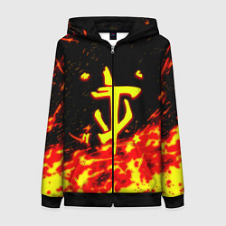 Толстовка на молнии женская Doom огненное лого, цвет: 3D-черный