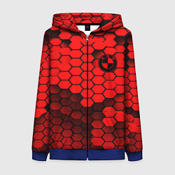 Толстовка на молнии женская BMW карбоновая абстракция, цвет: 3D-синий