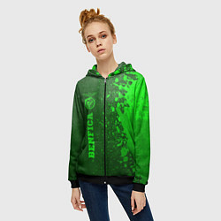 Толстовка на молнии женская Benfica - green gradient по-вертикали, цвет: 3D-черный — фото 2