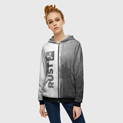 Толстовка на молнии женская Rust - white gradient по-вертикали, цвет: 3D-черный — фото 2