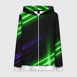 Толстовка на молнии женская Green pink purple line, цвет: 3D-белый