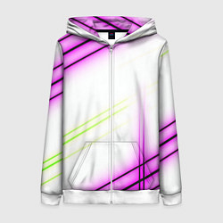Женская толстовка на молнии Green white pink line