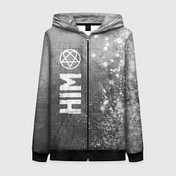 Толстовка на молнии женская HIM - grey gradient по-вертикали, цвет: 3D-черный