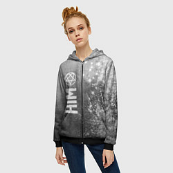 Толстовка на молнии женская HIM - grey gradient по-вертикали, цвет: 3D-черный — фото 2