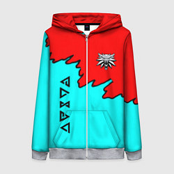 Женская толстовка на молнии Ведьмак краски логотип